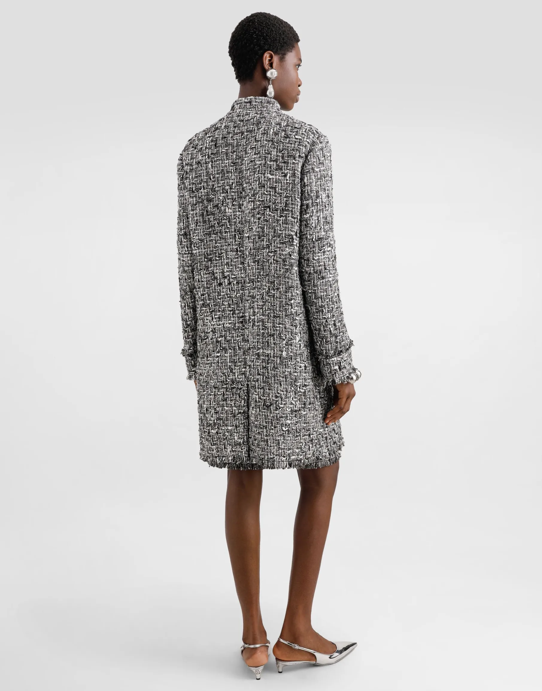 Silk V-neck cardigan with DG logo embroidery