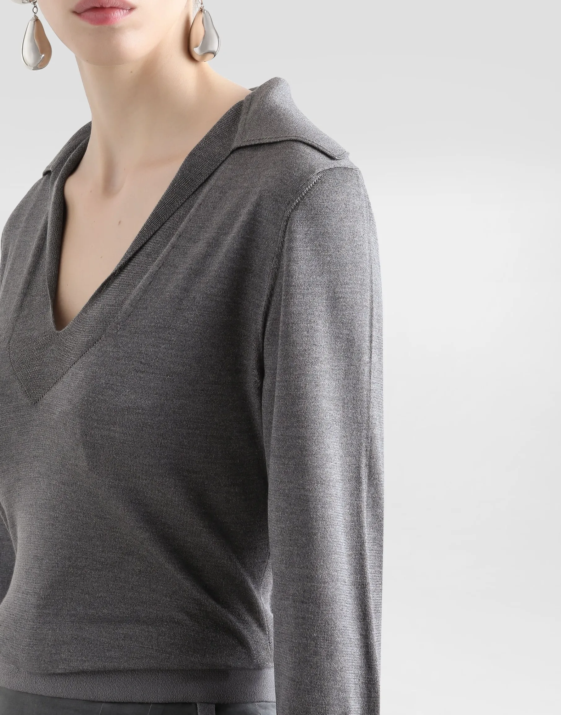 Silk V-neck polo-shirt with DG logo embroidery
