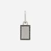 Single Creole earring with logo tag and rhinestones