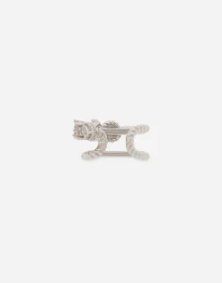 Single earring double earcuff in white gold 18k with diamond pavé