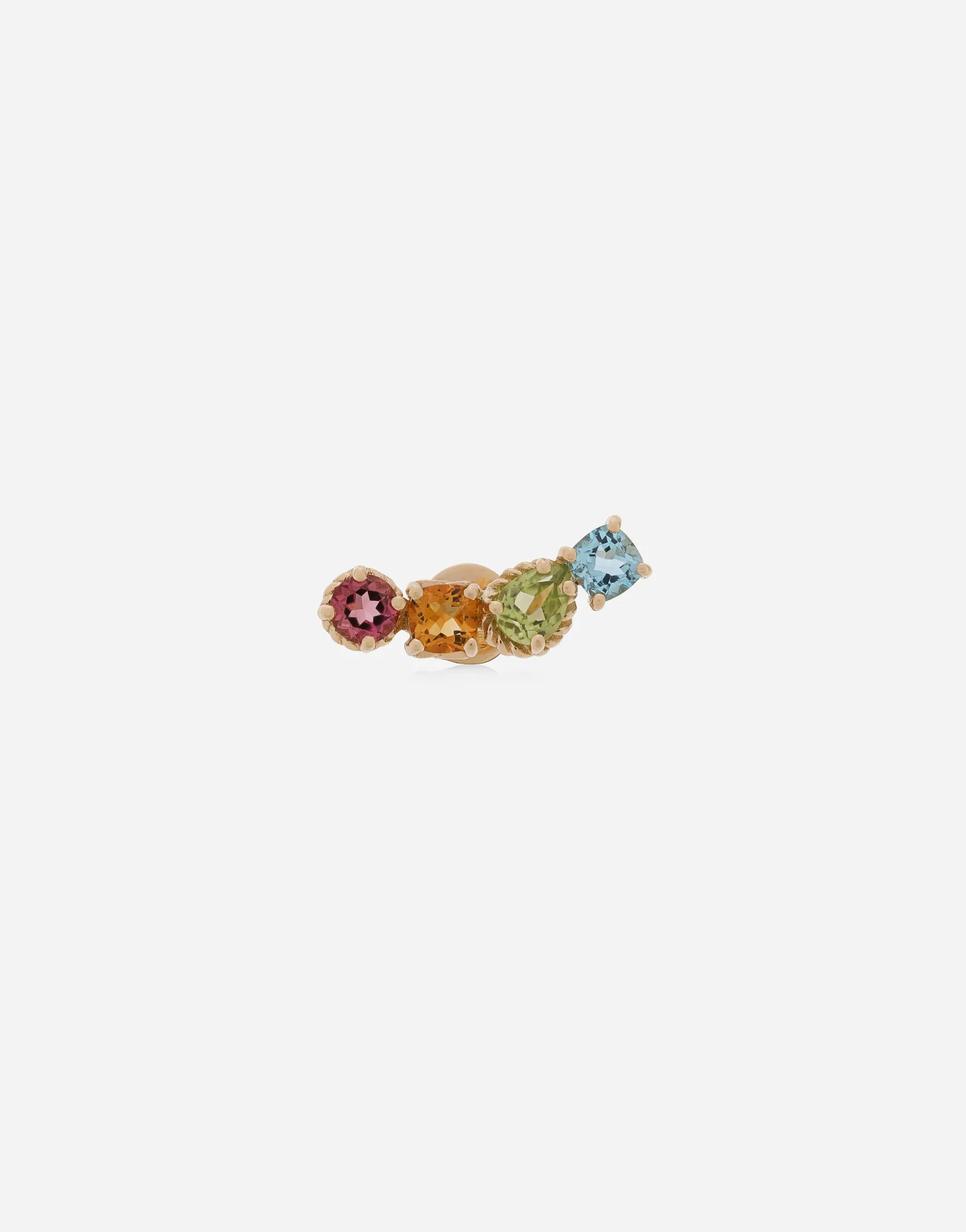 Single earring in yellow gold 18kt with multicolor sapphires