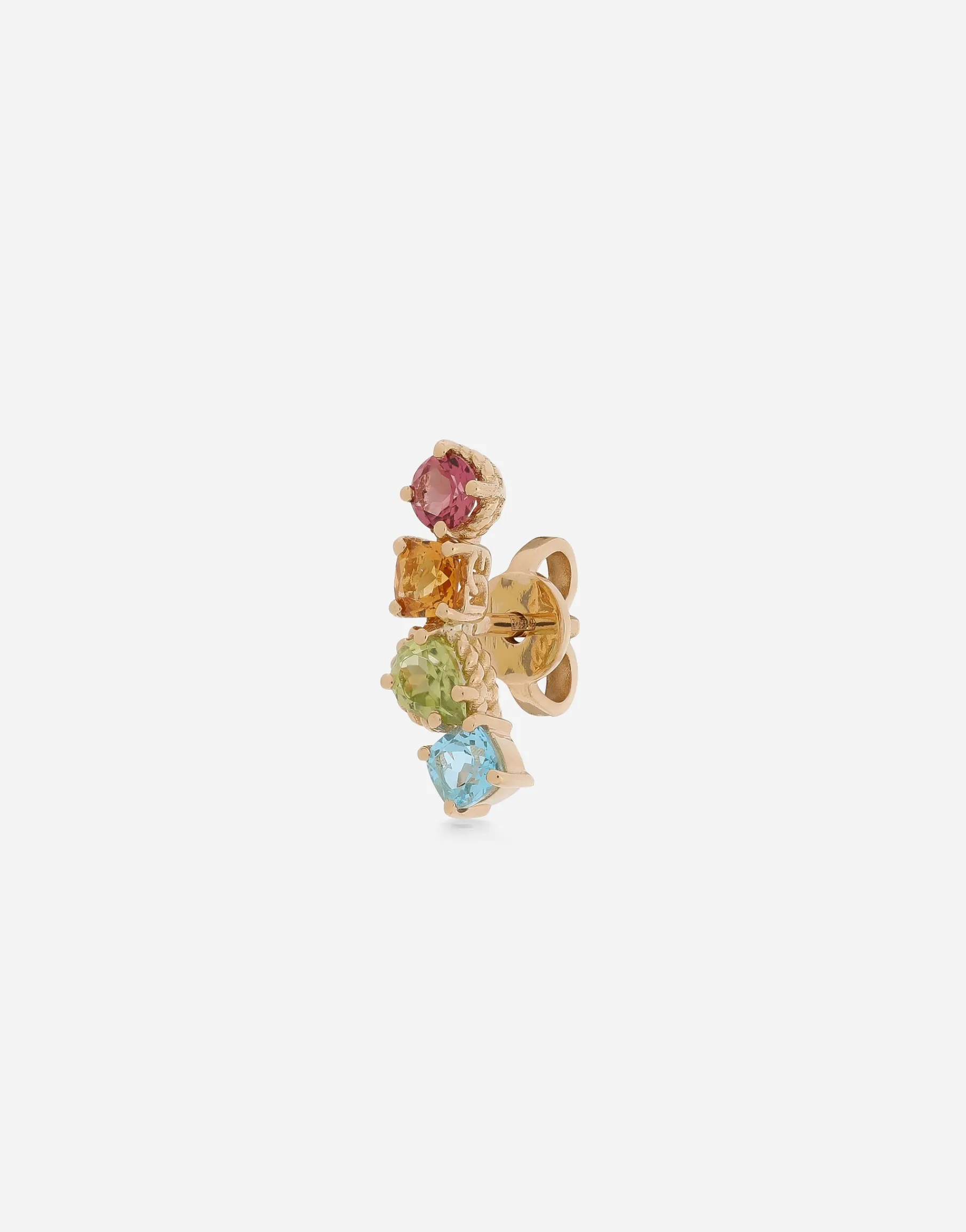 Single earring in yellow gold 18kt with multicolor sapphires