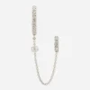 Single rhinestone-detailed Creole earring with chain accent