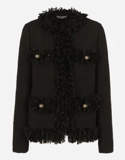 Single-breasted bouclé jacket