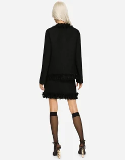 Single-breasted bouclé jacket