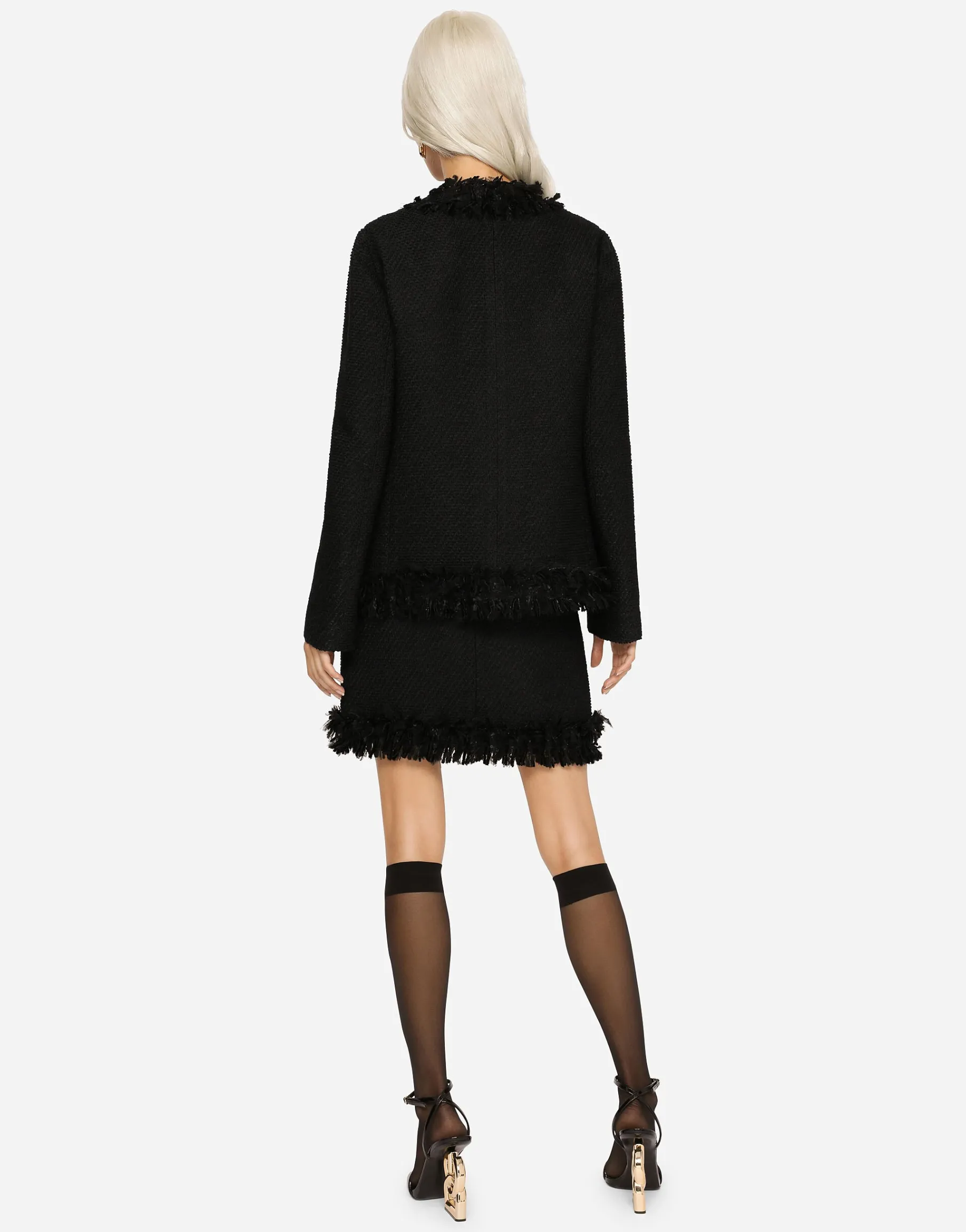 Single-breasted bouclé jacket