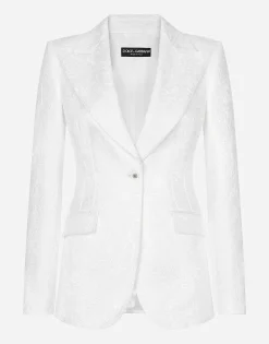 Single-breasted brocade Turlington blazer