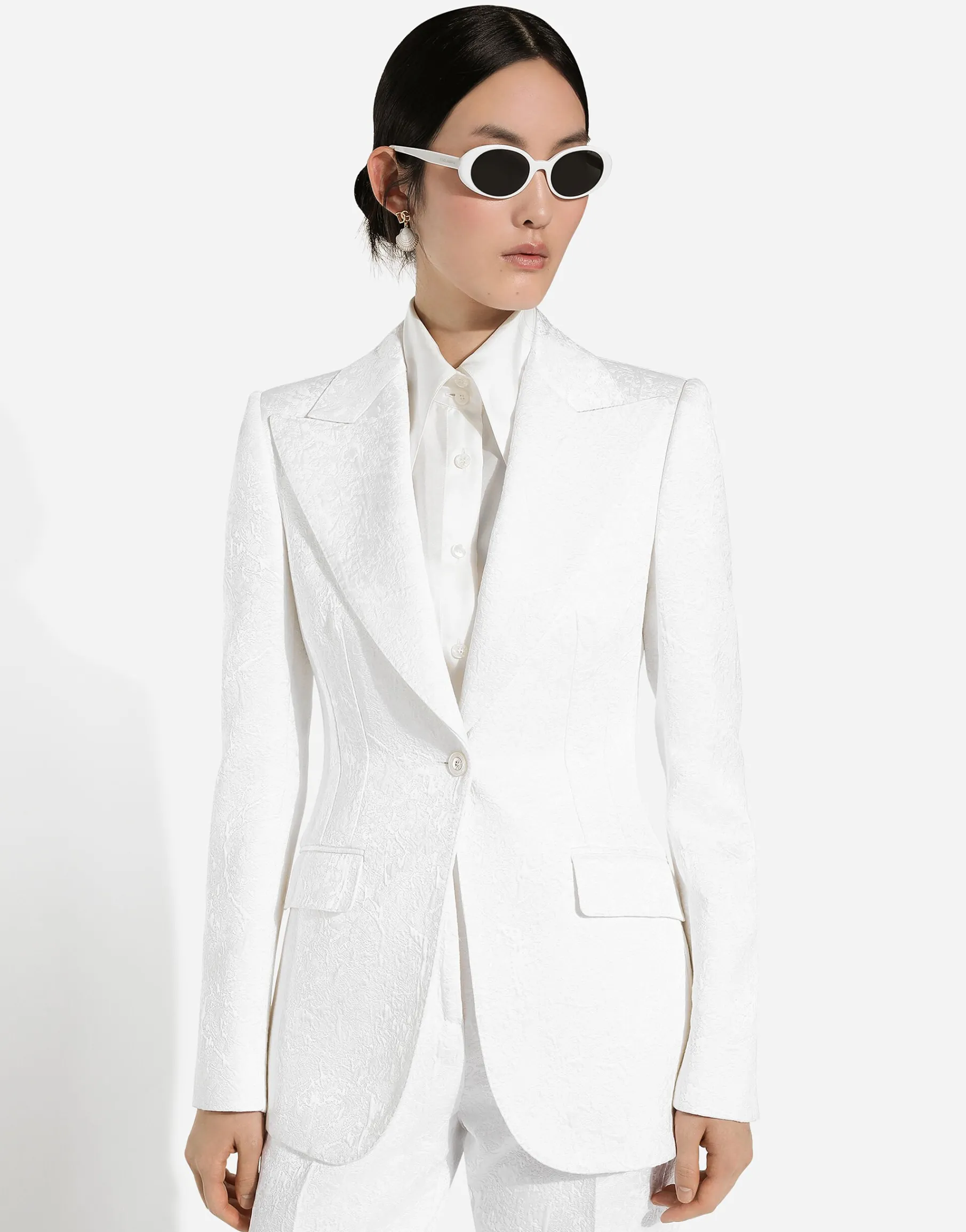 Single-breasted brocade Turlington blazer