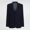 Single-breasted cotton jersey jacket with logo embroidery