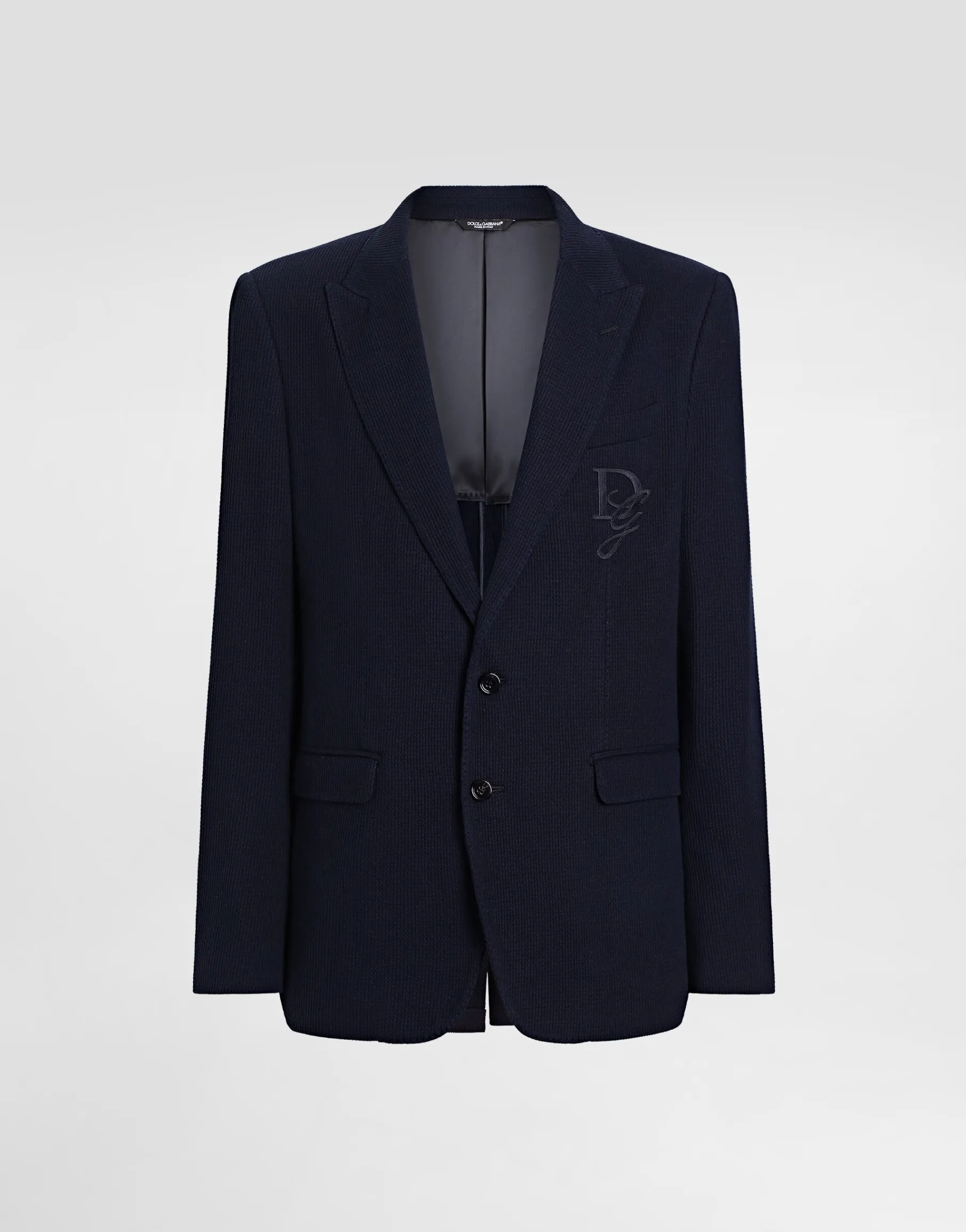 Single-breasted cotton jersey jacket with logo embroidery