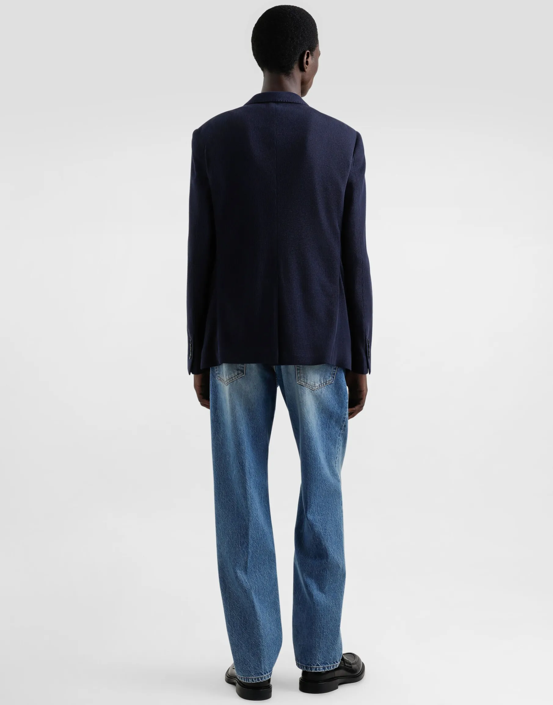 Single-breasted cotton jersey jacket with logo embroidery
