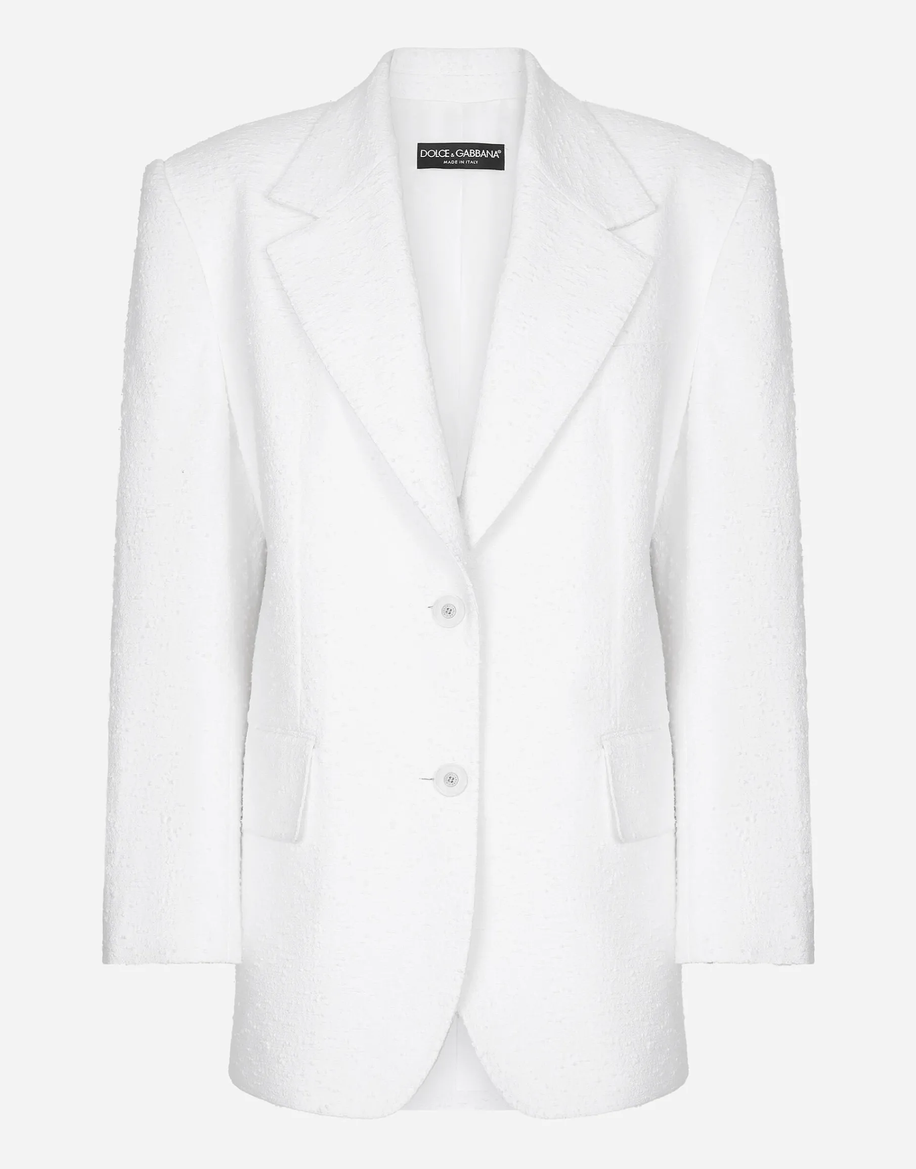 Single-breasted cotton raschel tweed jacket