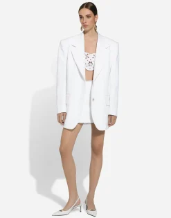 Single-breasted cotton raschel tweed jacket