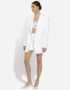 Single-breasted cotton raschel tweed jacket