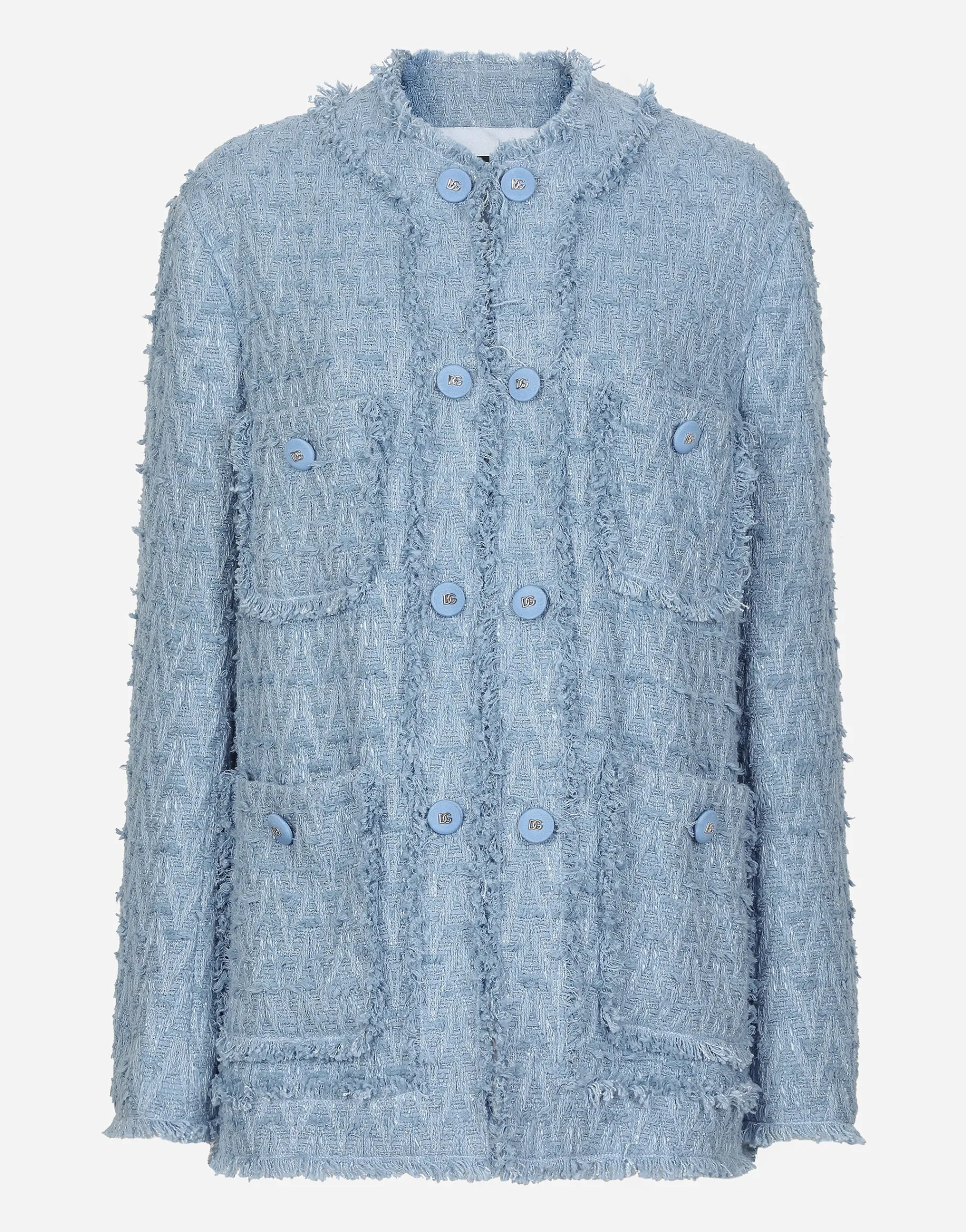 Single-breasted cotton rush-stitch jacket