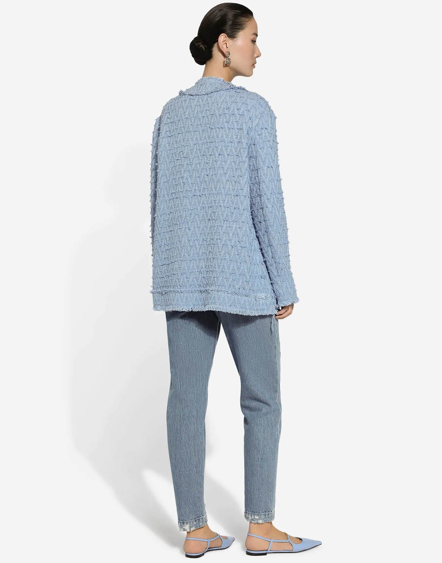 Single-breasted cotton rush-stitch jacket