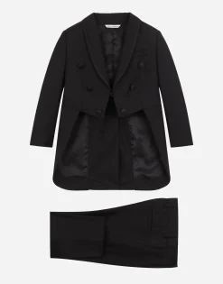 Single-breasted evening suit in stretch woolen fabric