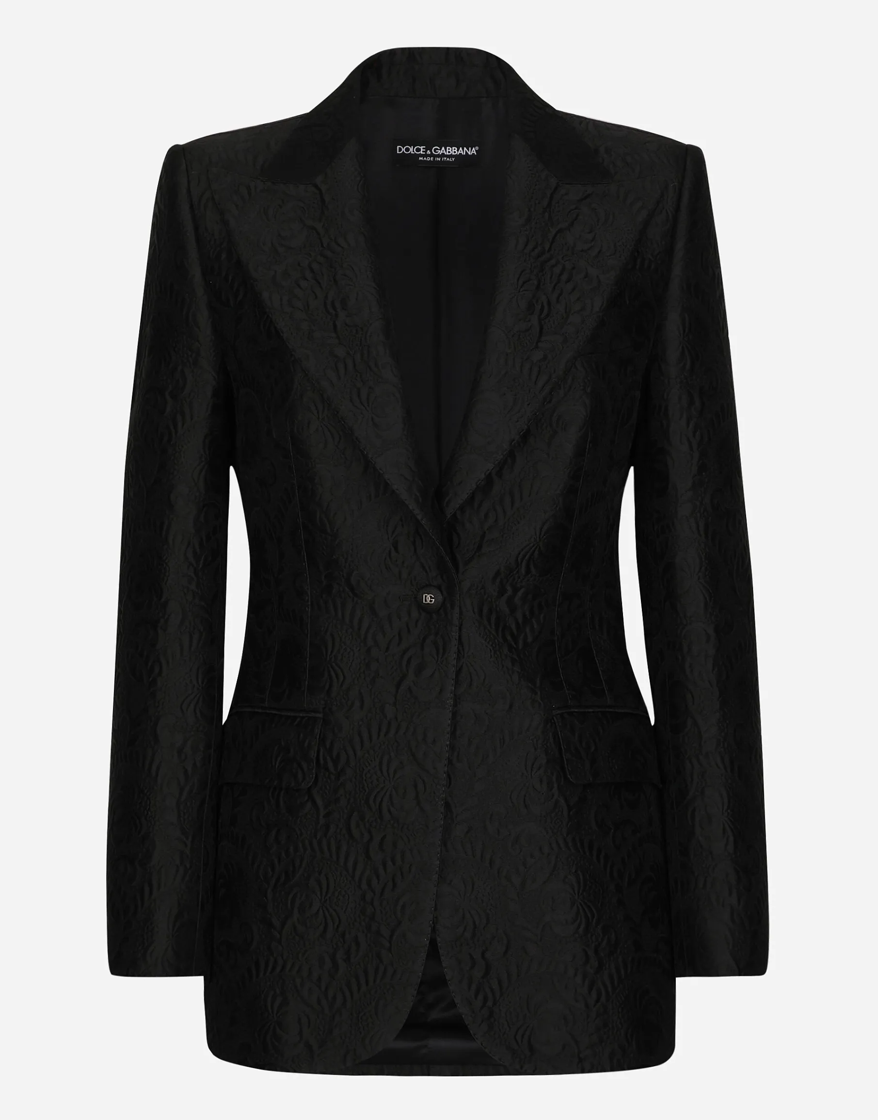 Single-breasted floral brocade Turlington jacket