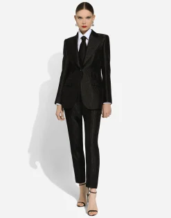 Single-breasted floral brocade Turlington jacket
