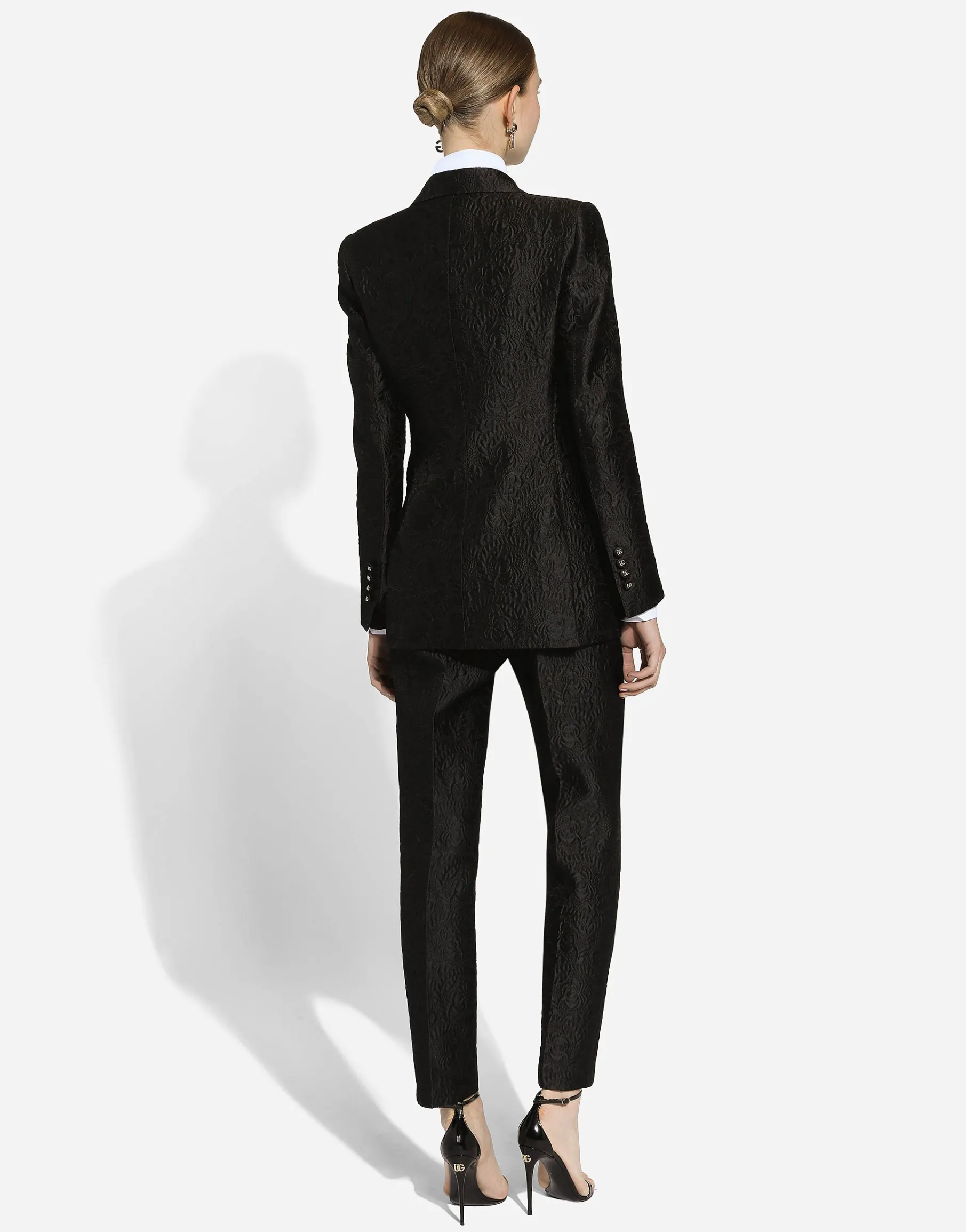 Single-breasted floral brocade Turlington jacket