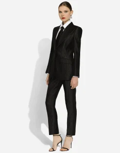 Single-breasted floral brocade Turlington jacket