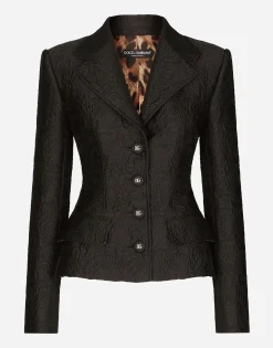 Single-breasted floral jacquard jacket