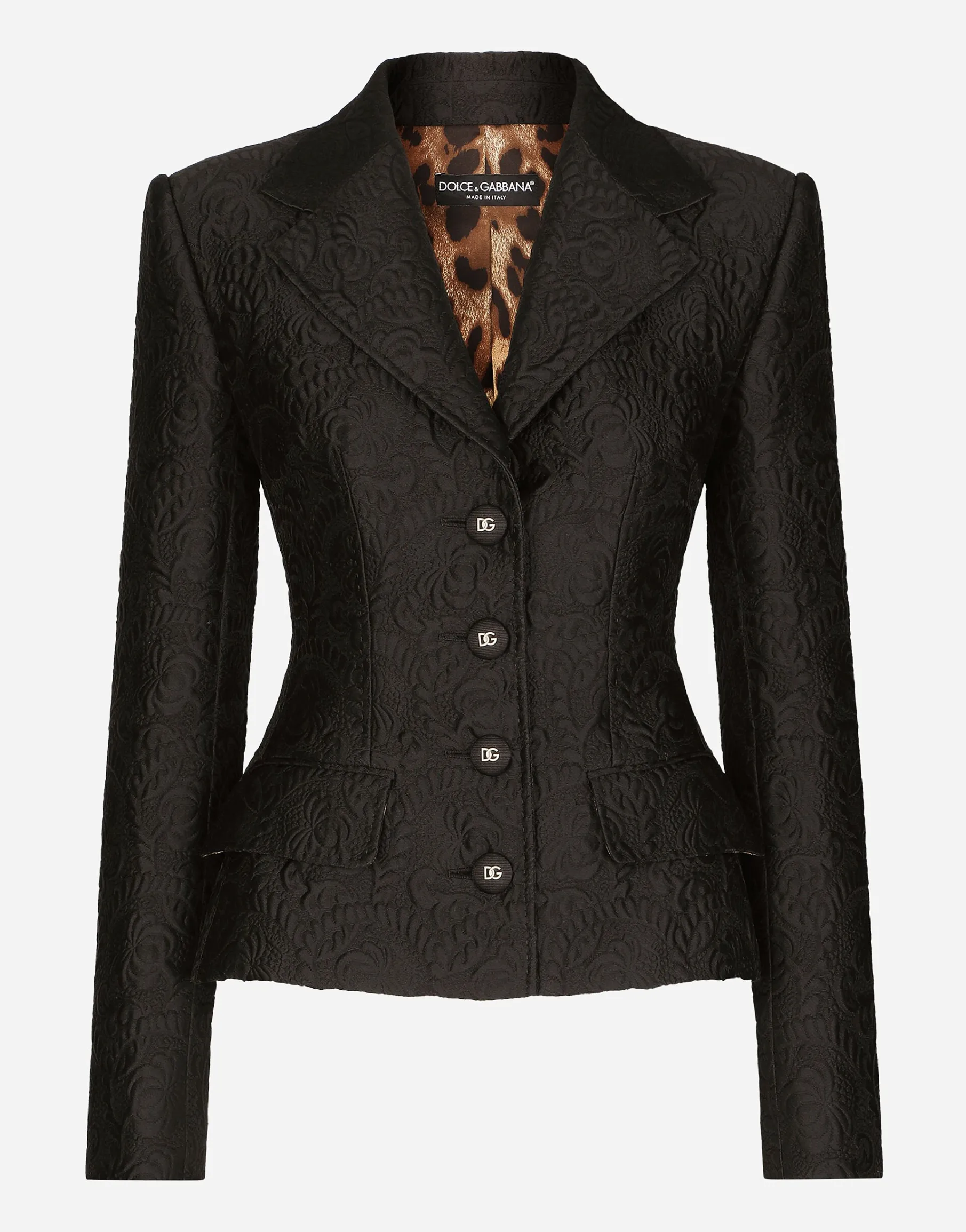 Single-breasted floral jacquard jacket