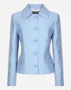 Single-breasted floral quilted jacquard Gabbana jacket