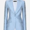 Single-breasted floral quilted jacquard Turlington jacket