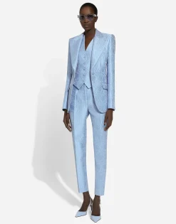 Single-breasted floral quilted jacquard Turlington jacket