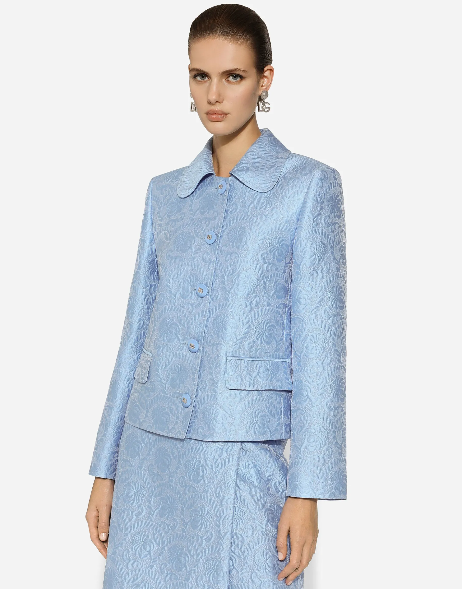 Single-breasted floral quilted jacquard Gabbana jacket