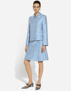 Single-breasted floral quilted jacquard Gabbana jacket