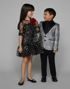 Single-breasted foiled jacquard jacket