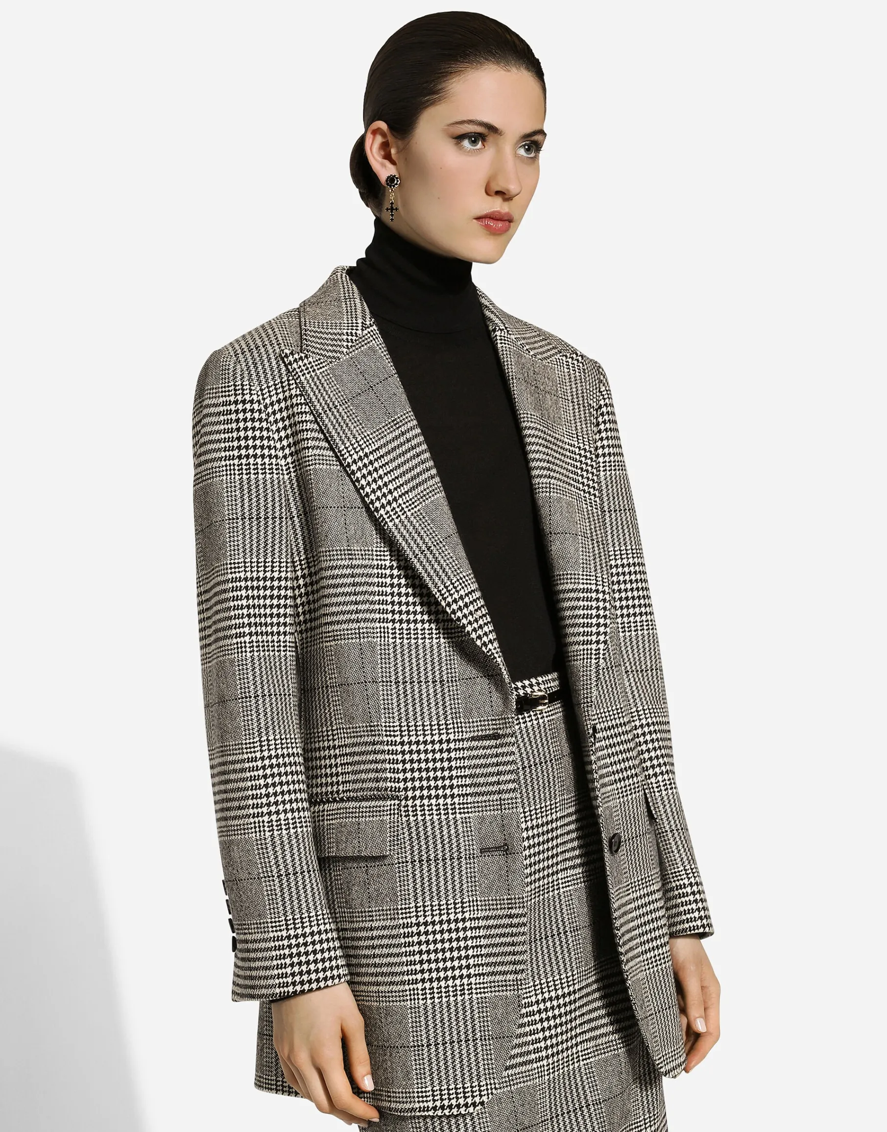 Single-breasted glen plaid jacket