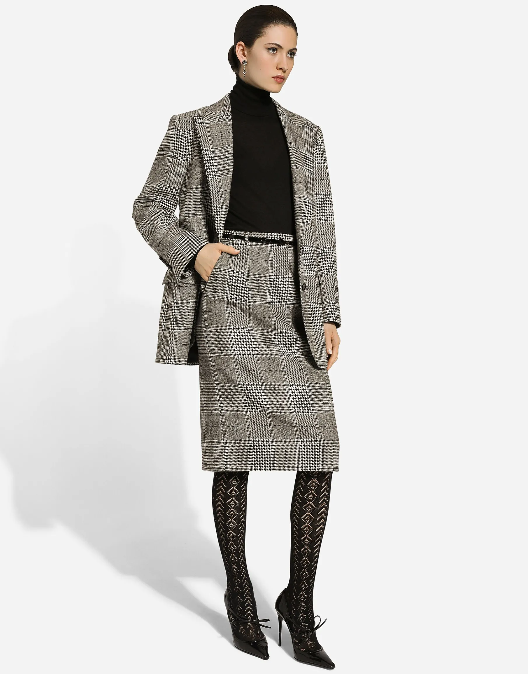 Single-breasted glen plaid jacket
