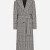 Single-breasted houndstooth check coat with belt
