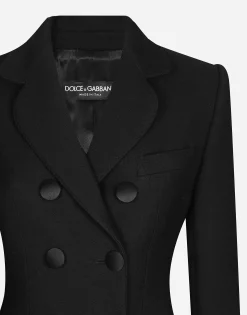 Single-breasted houndstooth check coat with belt