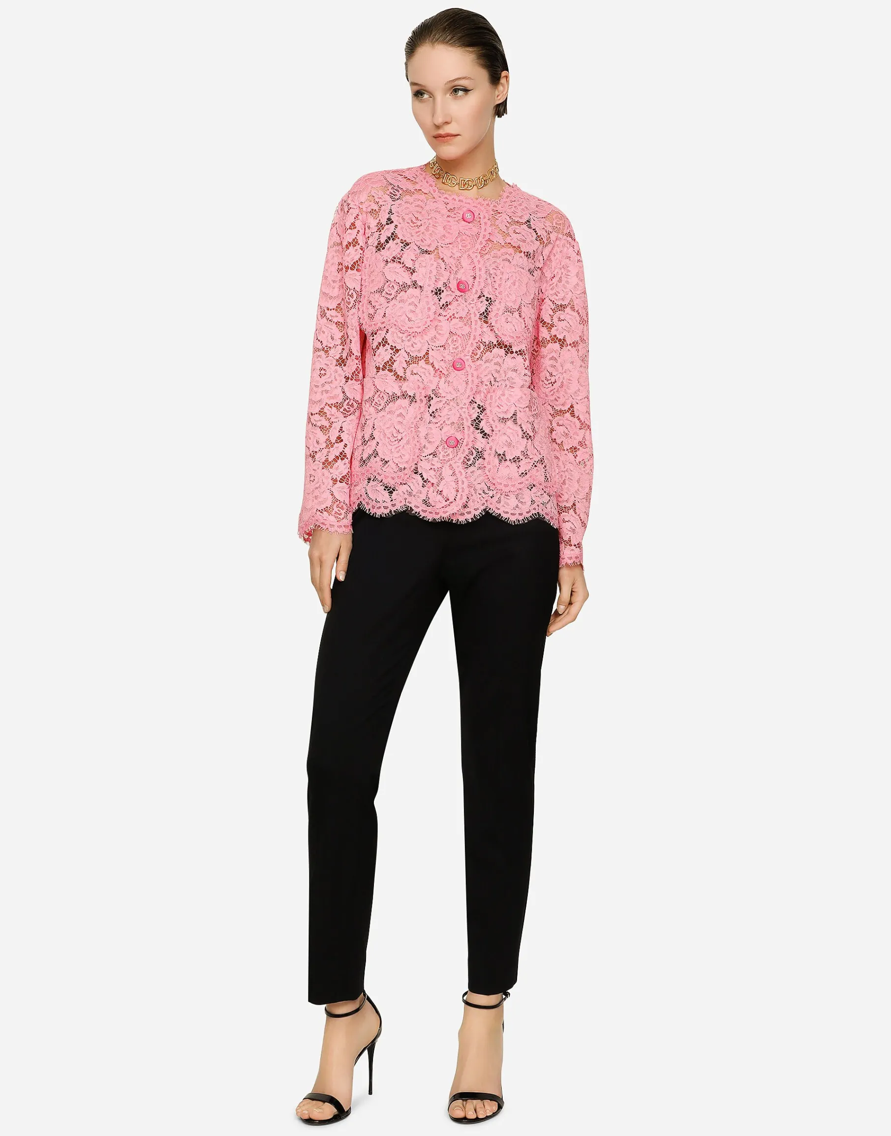 Single-breasted lace jacket