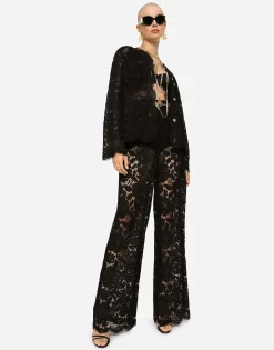 Single-breasted lace jacket