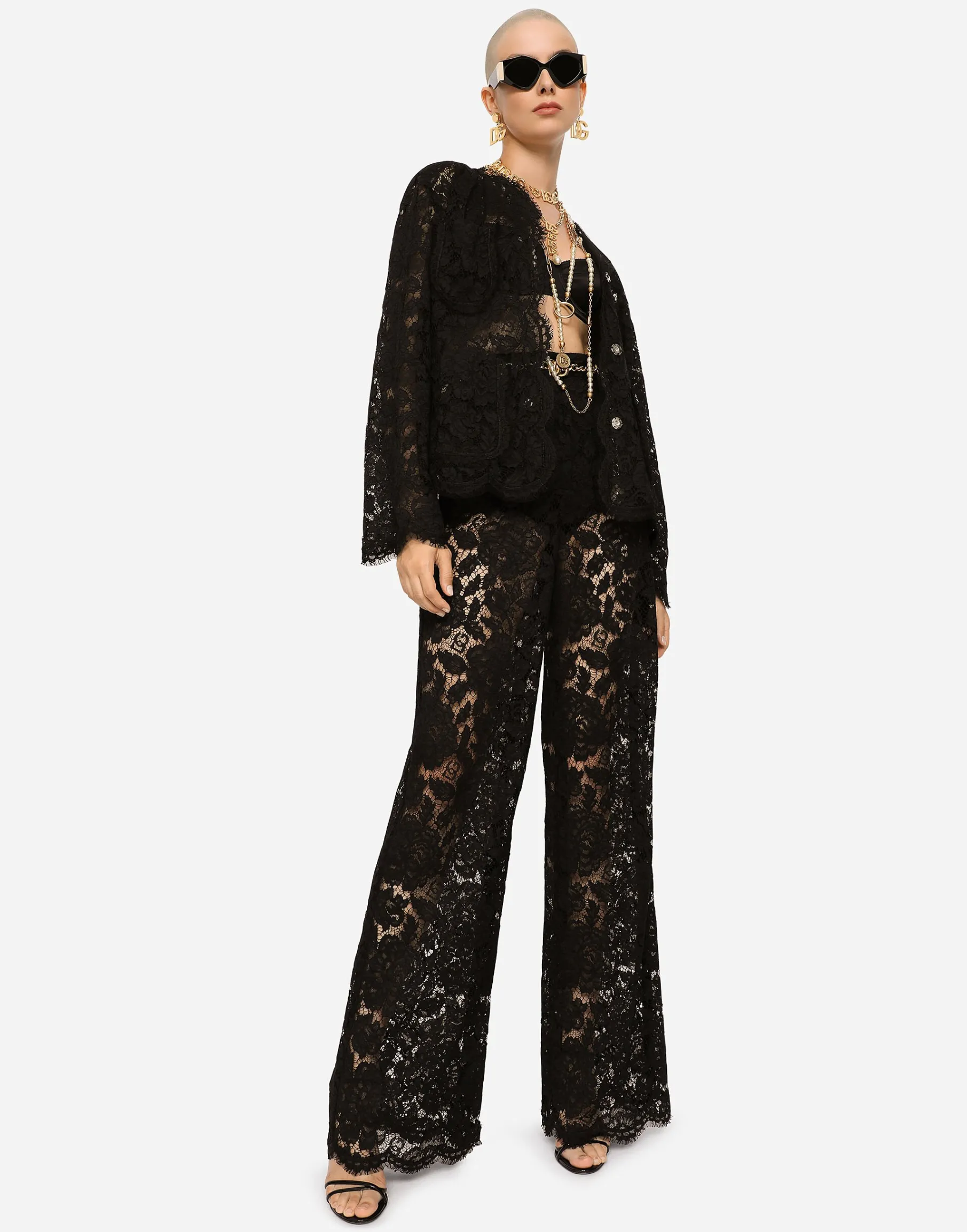 Single-breasted lace jacket