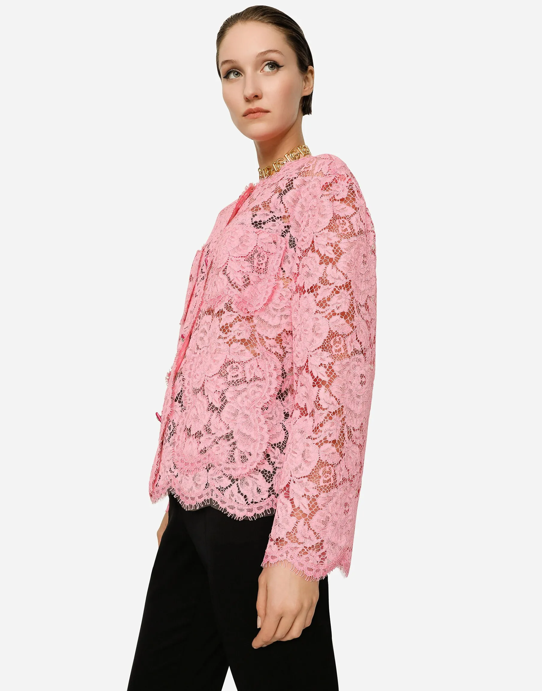 Single-breasted lace jacket
