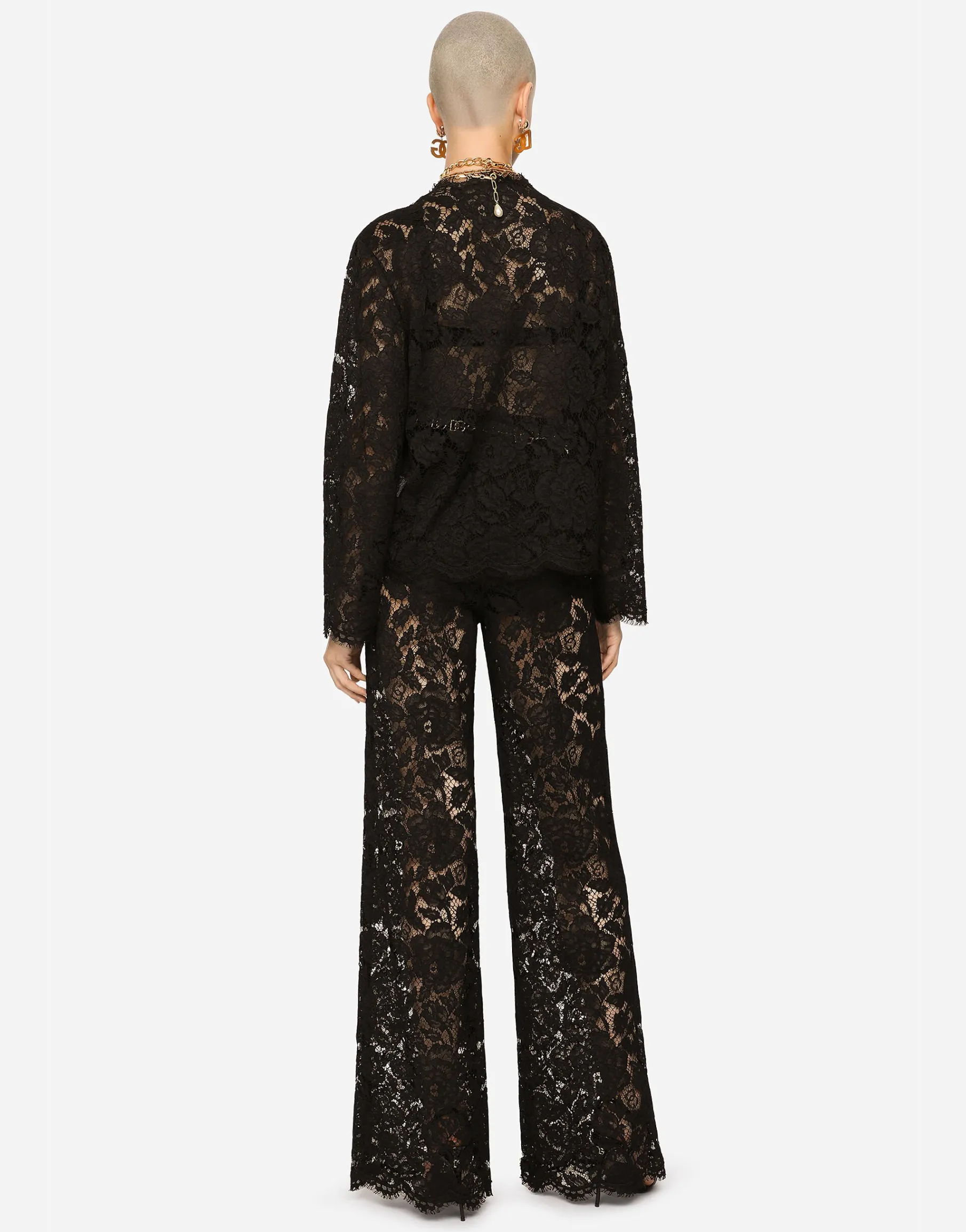 Single-breasted lace jacket