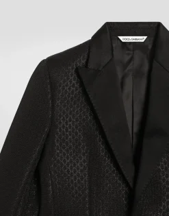 Single-breasted lamé jacquard wool jacket