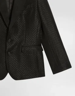 Single-breasted lamé jacquard wool jacket