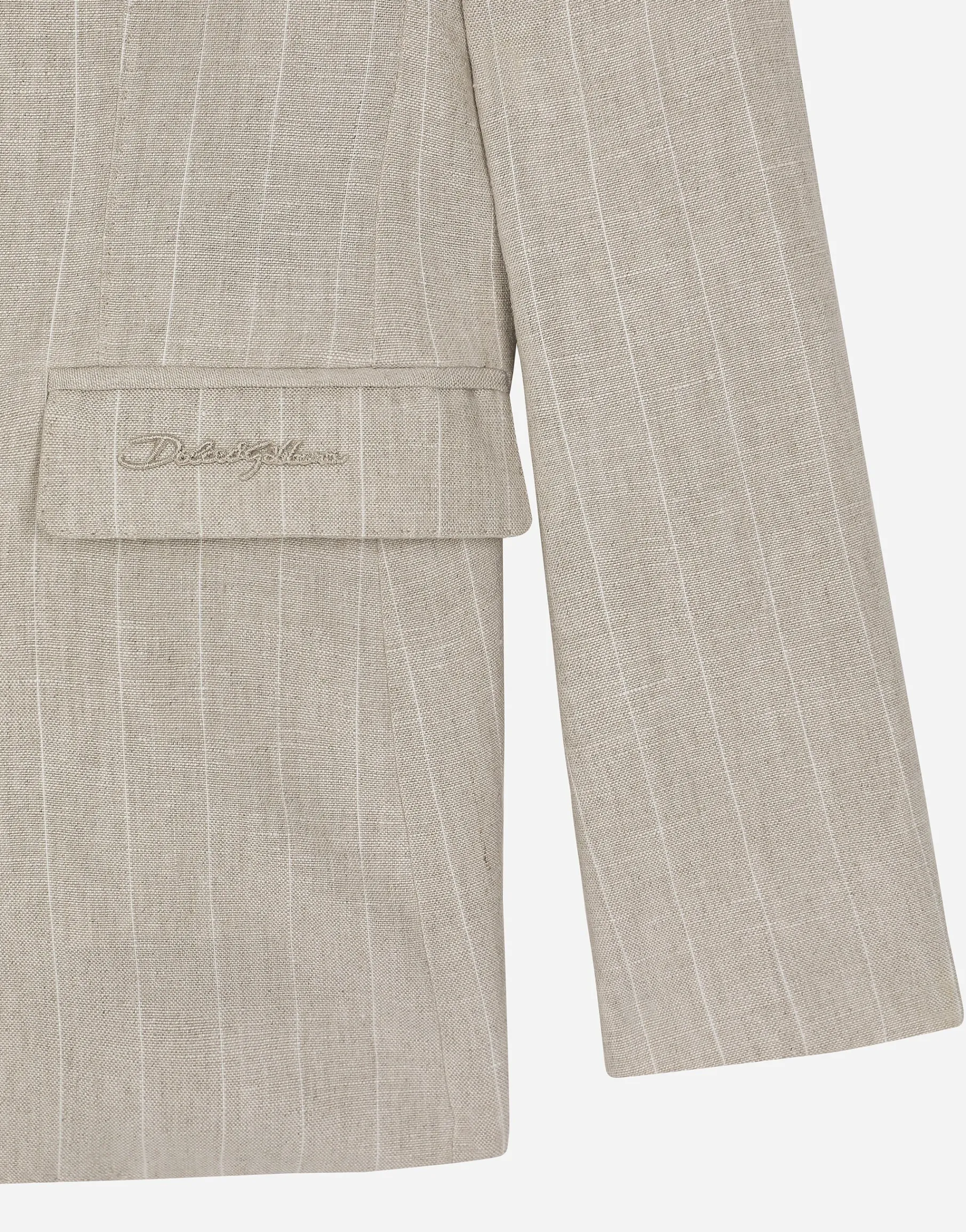 Single-breasted linen jacket with Dolce&Gabbana logo