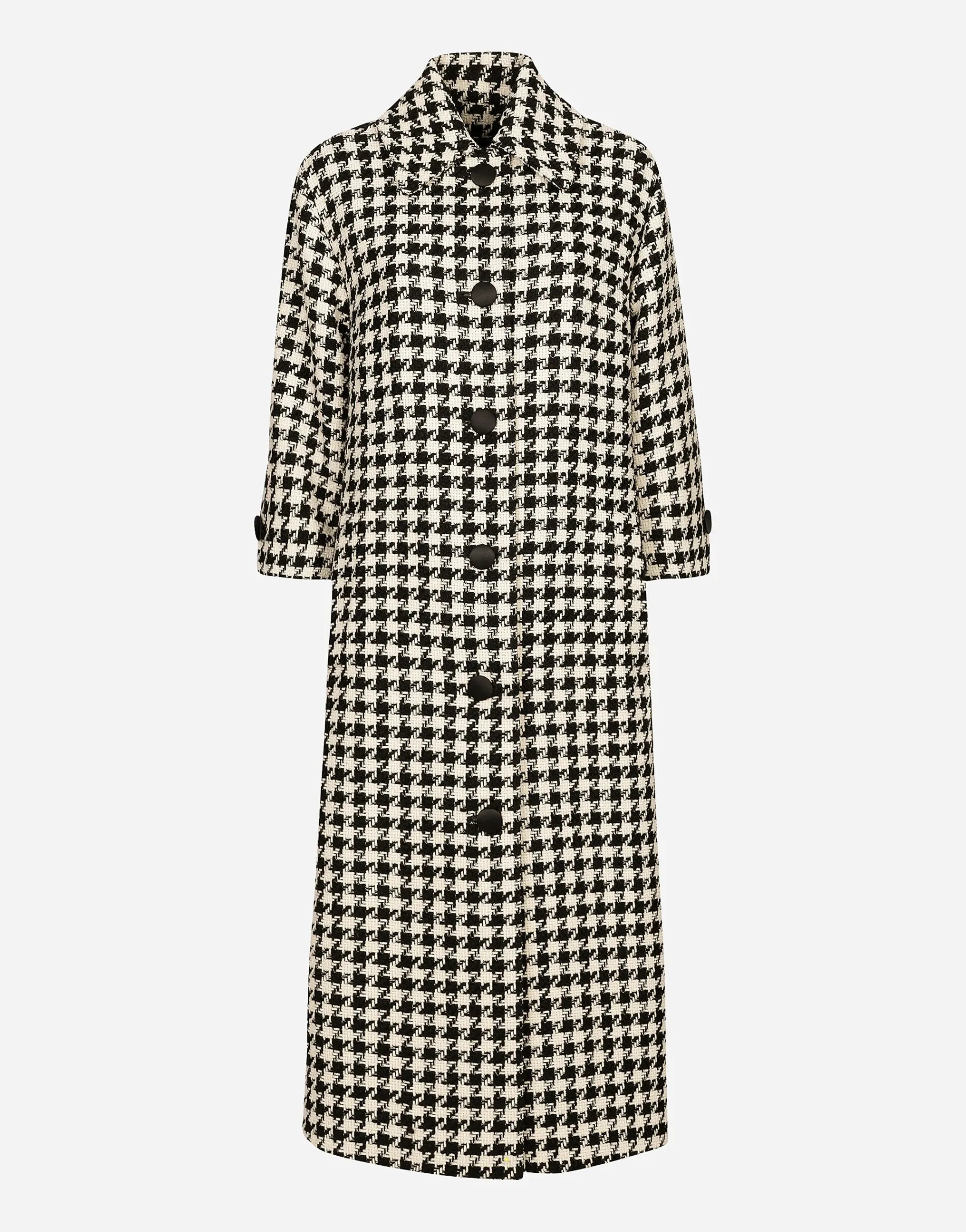 Single-breasted macro-houndstooth wool coat