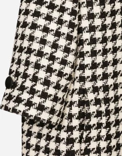 Single-breasted macro-houndstooth wool coat