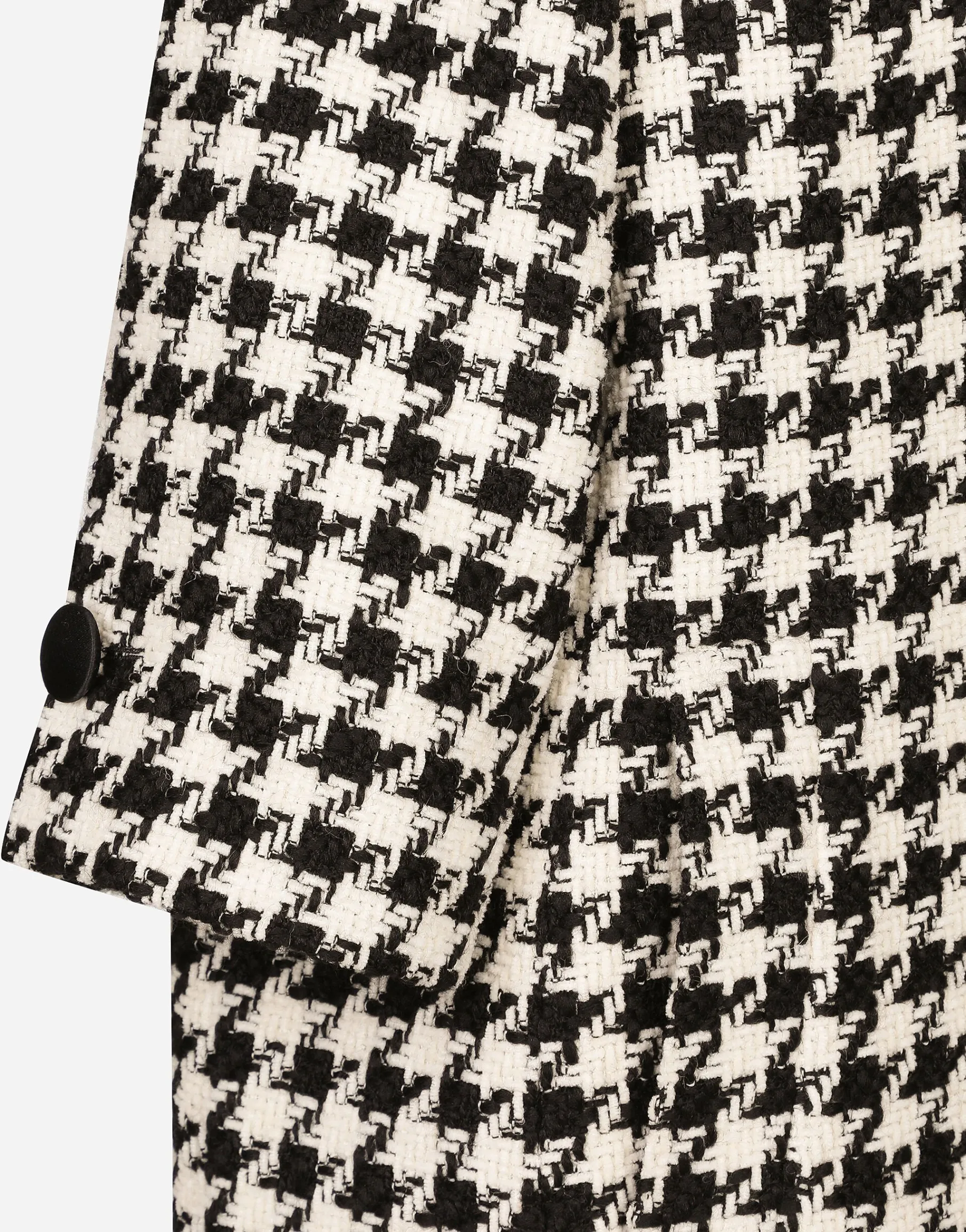 Single-breasted macro-houndstooth wool coat