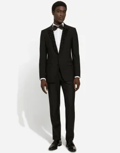 Single-breasted Martini-fit jacket with embroidered lapels