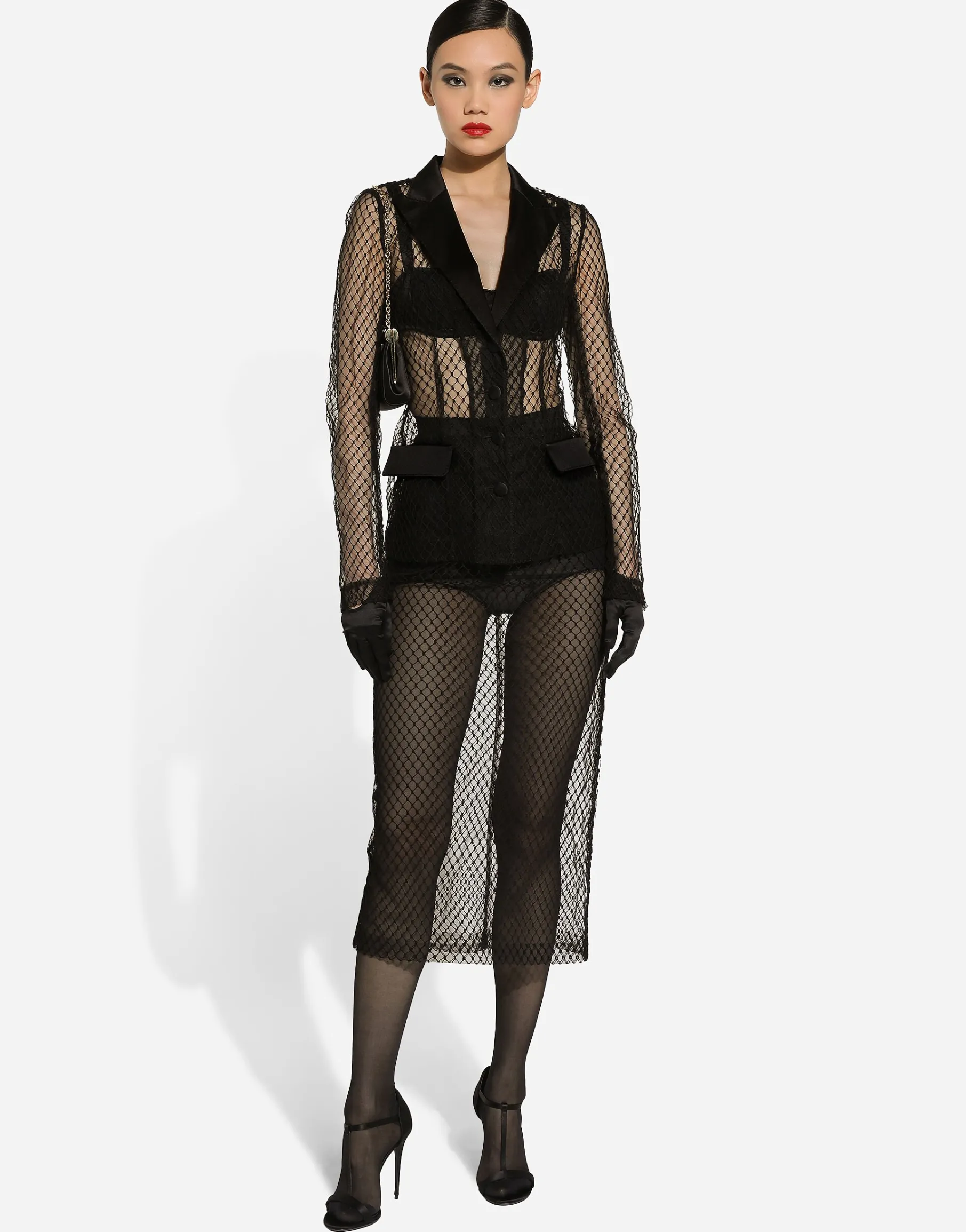 Single-breasted mesh Dolce tuxedo jacket